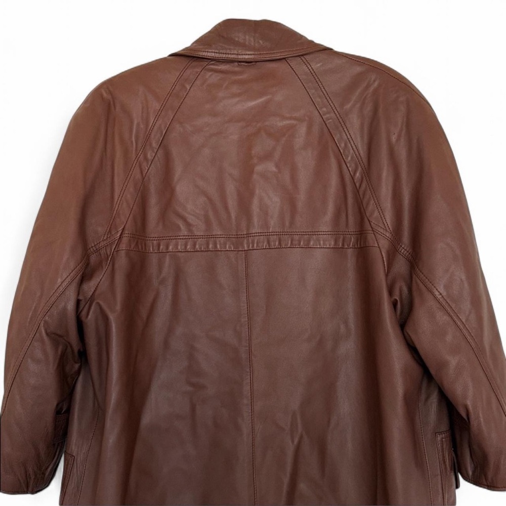 Vintage Italian Brown Leather Trench Coat M/L - Picture 6 of 10